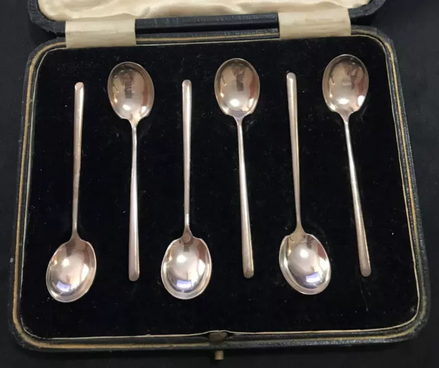 Antique 1905 James Dixon & Sons Sterling Silver Boxed Set 6 Coffee Spoons 2
