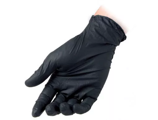 100 Gants Nitrile Noirs Jetable Sans Poudre Intérieur No Latex Ambidextre " S "