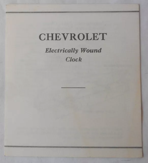 1955 - 1956 Chevrolet Electrically Wound Clock Brochure Gm