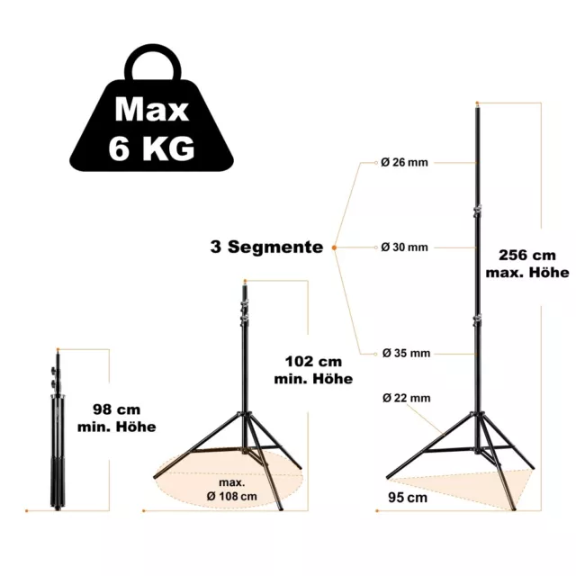 Walimex pro WT-806 Lampenstativ 256cm mit Federdämpfung by studio-ausruestung.de 2