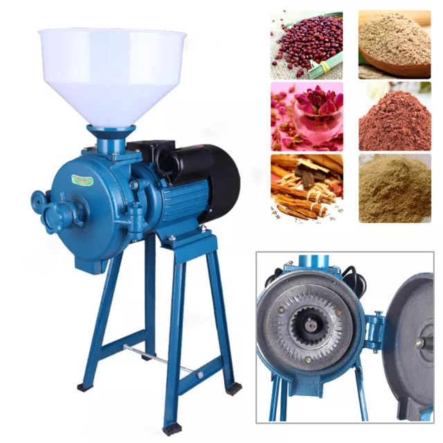 Electric Mill Grinding Machine Dry Feed Grinder for Cereal Wheat Grain w/ Funnel