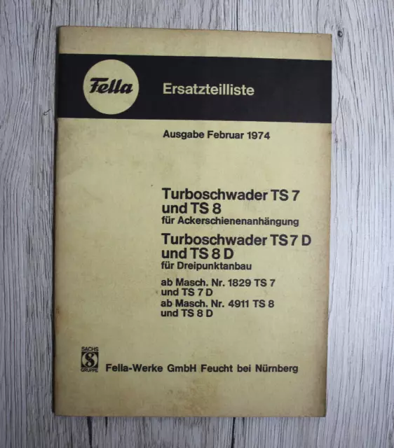 Original Fella Ersatzteilliste Turboschwader TS7 TS8 TS7D TS8D