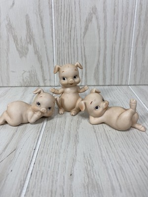 Vintage Set Of 3 Lefton Pig Bisque Porcelain Figurine  Collectible #02529