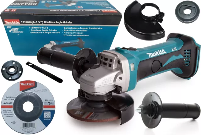 Makita Akku-Winkelschleifer 18 V + Schruppscheibe für Metall + Zubehör DGA452Z