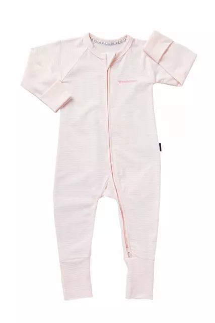 Bonds Baby Boy Girl Cotton Wondersuit Zip Jumpsuit Pink/White