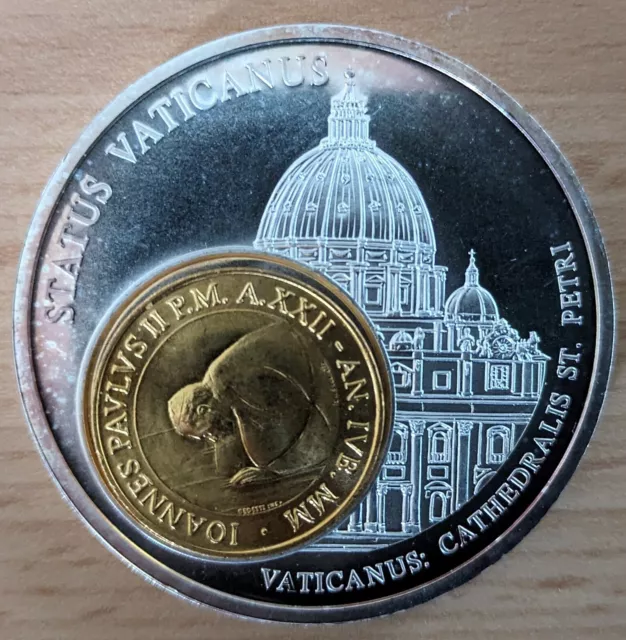 Medaille 2002 Das Geld Europas mit Inlay Prägung 50 Lire Vatikanstaat
