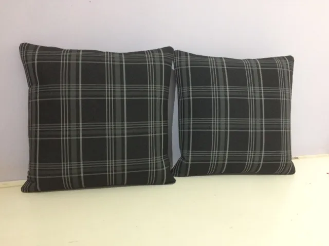 Grey VW GTI tartan 2 pillow covers 38 x 38cm - rock and roll bed cushions