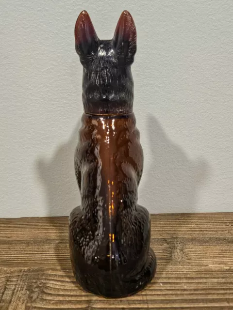 Collectible Vintage German Shepherd Avon Brown Glass Noble Prince Empty Decanter 2