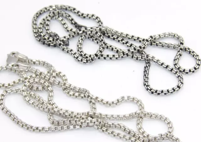 Handcrafted Solid.925 Sterling Silver Venetian Box Chain 2.6 mm -Choose Length