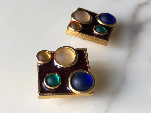 Boucles D'oreilles Clips Vintage CHARLES JOURDAN Années 1990 - Doré - Occasion En Bon état