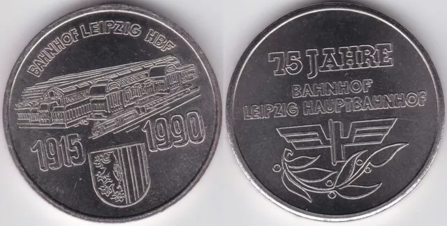 Hettstedt-Medaille Leipzig 75 Jahre Hauptbahnhof 1990 magnetisch