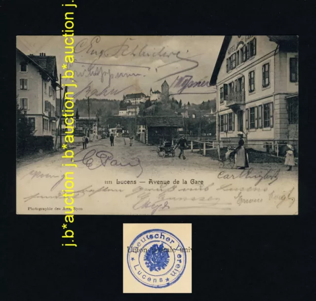 Schweiz VD LUCENS Hotel & Avenue de la Gare * AK um 1900