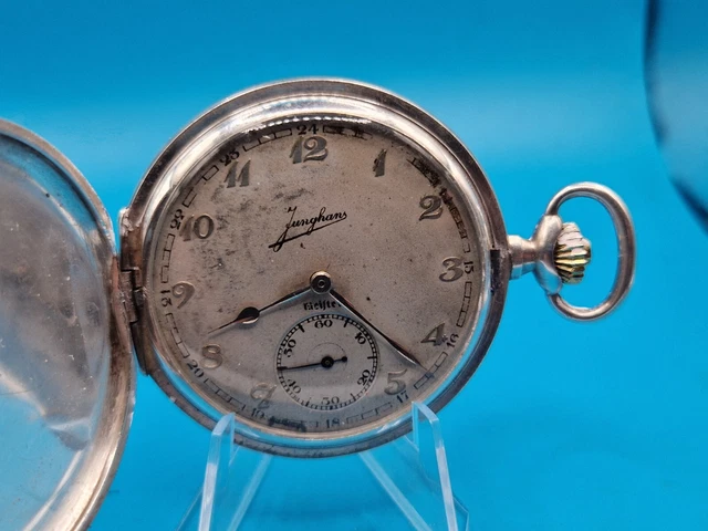 Orologio da taschino Jughans Moeris Cacciatore Completo Argento Solido Possibilmente Militare?