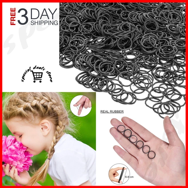 1200 Pack Mini Rubber Bands Premium Elastic Bands Non Slip Small Hair Ties Black