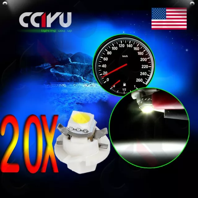 20pcs White B8.4D 5050 SMD LED Instrument Panel Dashboard Gauge Cluster Lights