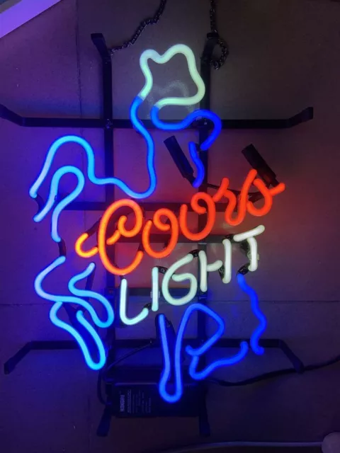 Coors Light Bucking Bronco Cowboy Beer 20"x16" Neon Light Sign Lamp Wall Decor