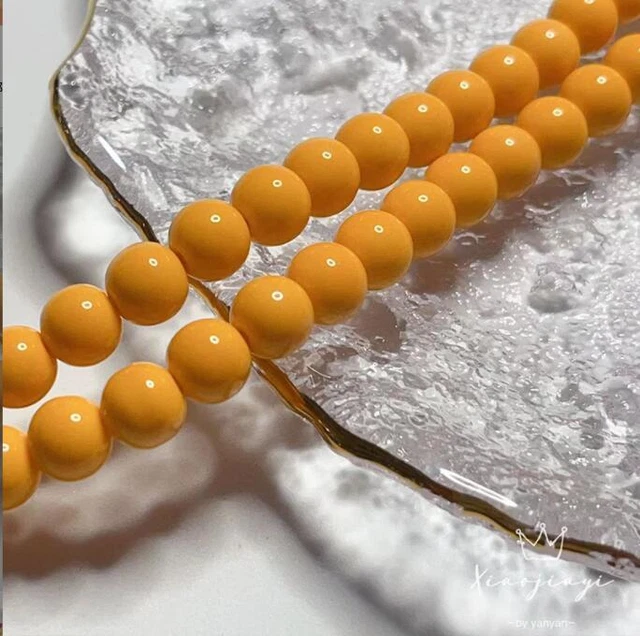 8mm Glass Porcelain Jade Solid Color Light Beads Bracelet