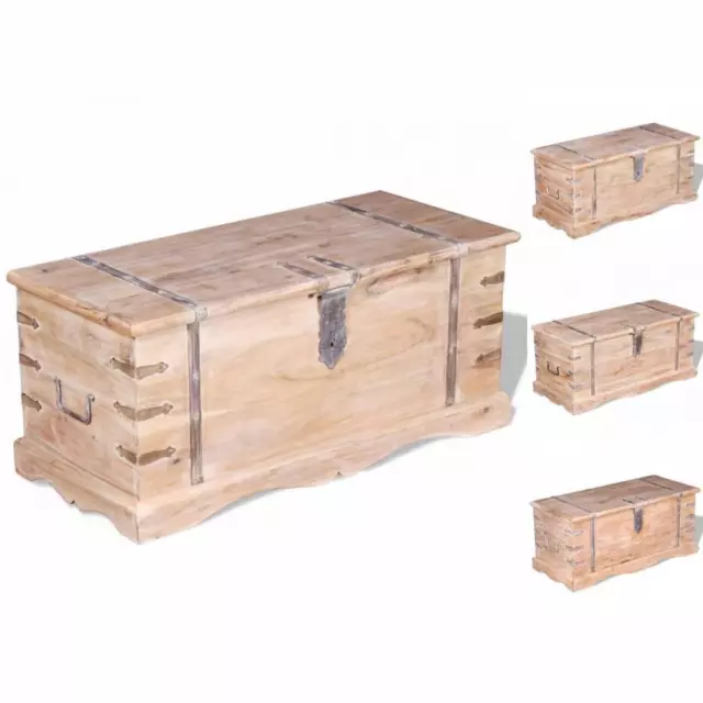 Truhe Aufbewahrungsbox Schatzkiste Holzkiste Mit Deckel 90x40x40cm Akazienholz
