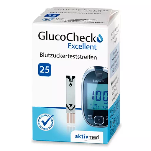 GlucoCheck Excellent - 25 Teststreifen - PZN 09286618 - OVP vom med. Fachhändler