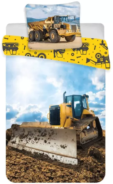 Baustelle Baby-Bettwäsche-Set 100x135 Kipper Raupe Klein-Kinderbettwäsche Jungen