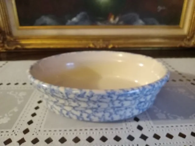 Roseville Spongeware by The Workshop of Gerald E. Henn Blue Oval Stoneware Dish