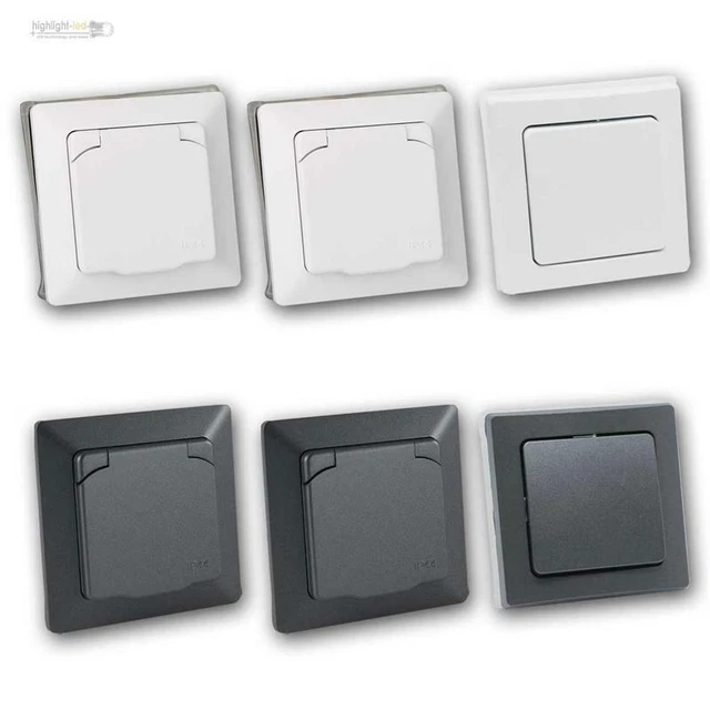 Presa Elettrica Da Incasso MILOS White IP44 - Set Da 2, Con Coperchio Incernierato E Telaio, Protezione Da Spruzzi E Polvere, Per Bagno E Esterni