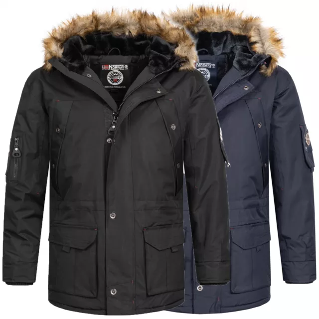 Geographical Norway Herren Winter Jacke Parka Kapuze Kunstfellpelz Mantel H-229