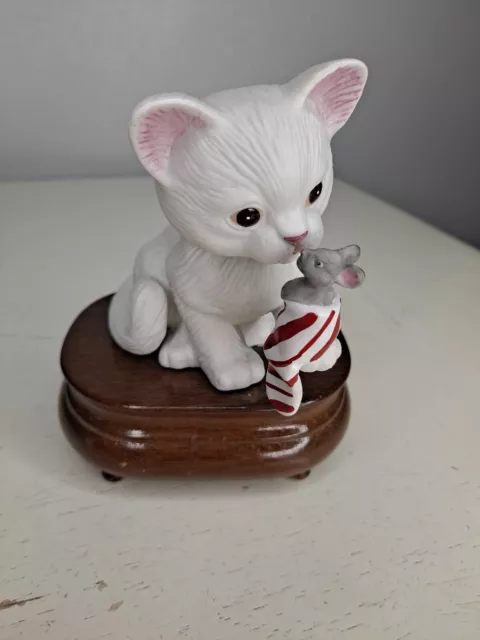 Lefton Kitty Cat Mouse Vintage Music Box Needs Repair