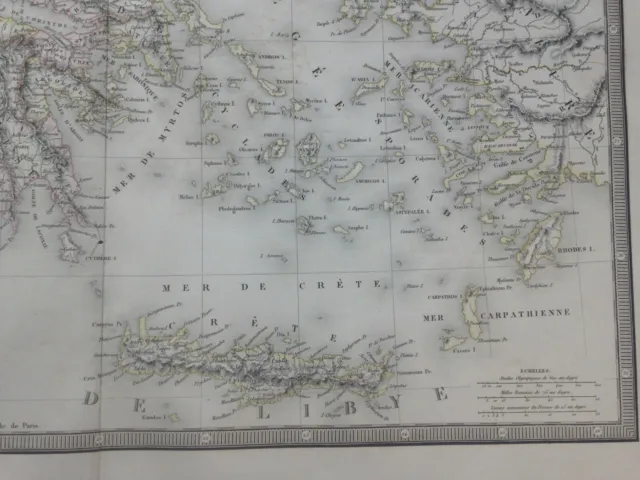 Greece Crete 1837 Andriveau-Goujon Large Antique Map 19Th Century 2
