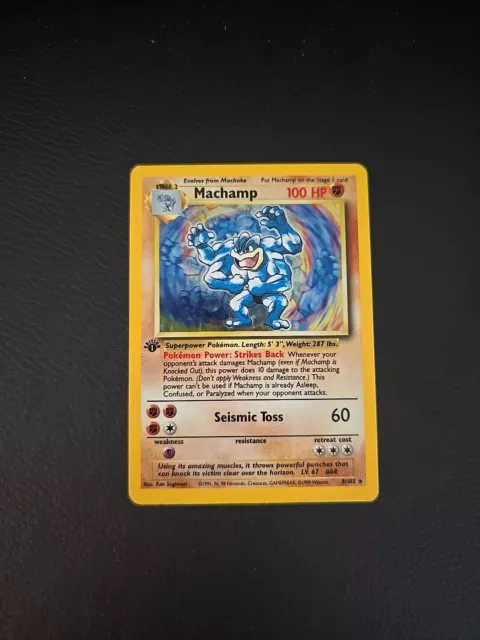 Pokemon WOTC 1999 Base Set Machamp 1st Edition Rare Holo Vintage Pokemon Card NM