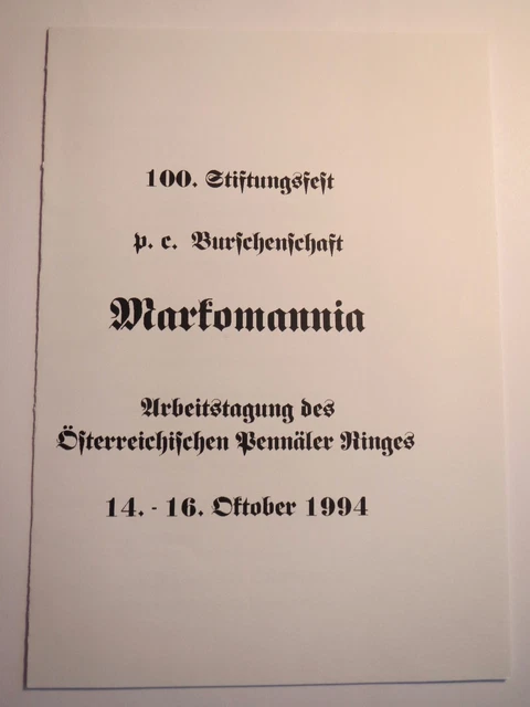 Leoben - pc Burschenschaft Markomannia - 1994 - 100. Stiftungsfest / Studentika