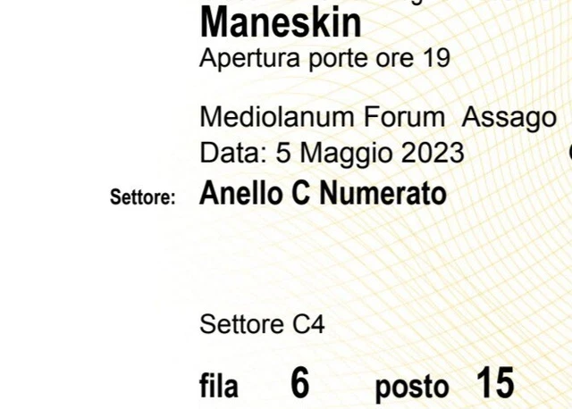 MANESKIN  2 BIGLIETTI CONCERTO MEDIOLANUM FORUM ASSAGO MILANO 5 maggio 2023 H 21