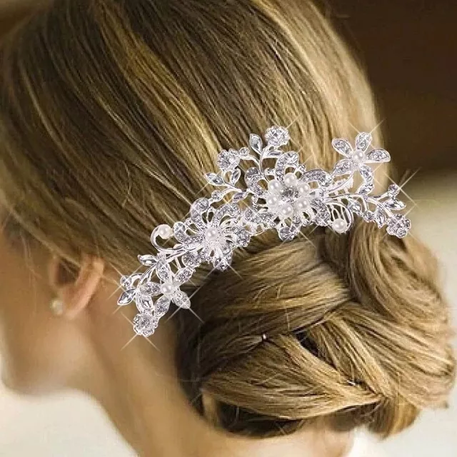 Bridal Wedding Crystl Flower Crystal Pearls Diamante Bridesmaid Bridal Hair Comb