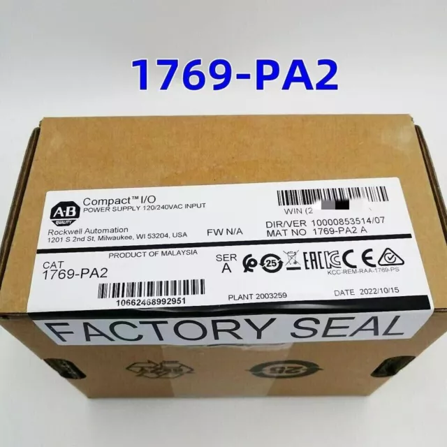 New Factory Sealed Allen-Bradley 1769-PA2 CompactLogix AC Power Supply 1769PA2