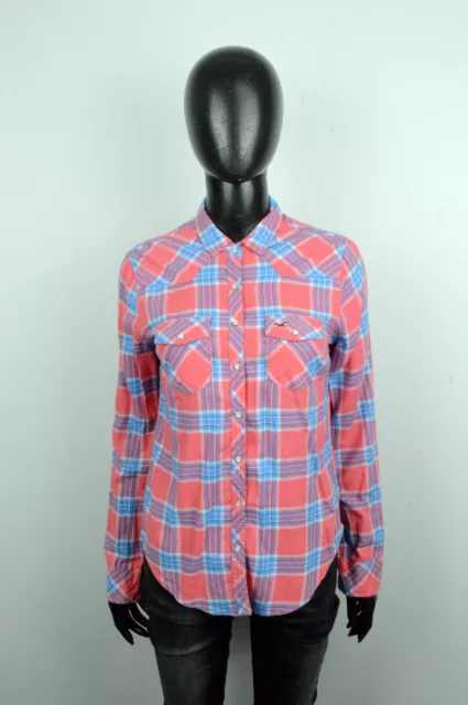HOLLISTER CHEMISE EN flanelle Dames T 36 rose bleu blanc style