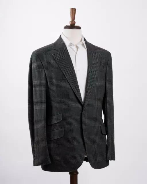 Brunello Cucinelli $3,695 Deconstructed Blazer Green Glen Plaid Wool Blend 40