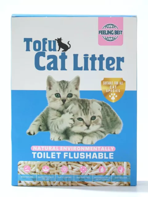 FEELING BEST Tofu Cat Litter 5.6LB Clumping, 100% Food Grade,dust free,flushable