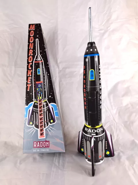 Blechspielzeug - Rakete schwarz 'RADON' von DBS, Aufziehmechanismus, *NEU*