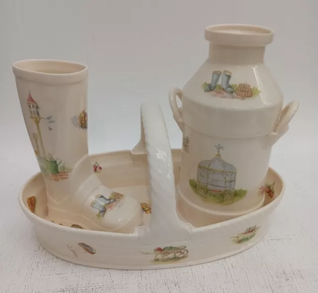 AYNSLEY 'Edwardian Kitchen Garden' Decorative 3 Piece China Vase Planter Set