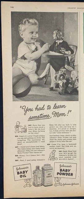 Magazine Ad* - 1947 - Johnson's Baby Powder - big baby #1