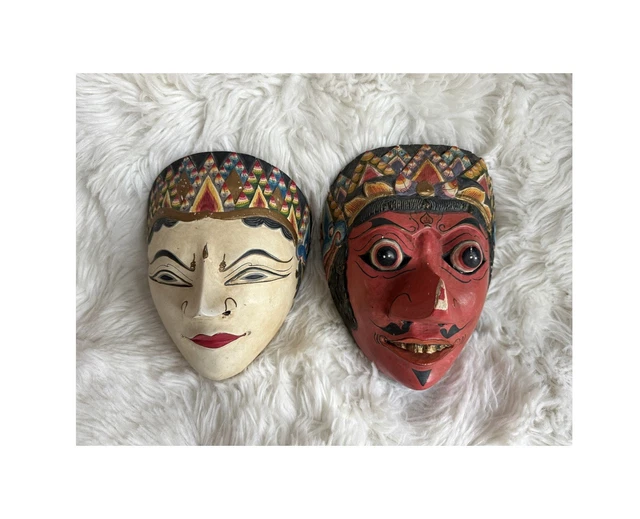 Masque Barong Bali Indonésie Bois Sculpté Polychrome