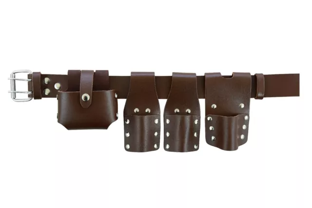 Scaffolding Brown Leather Tool Belt 4 scaffolders spanner ratchet Tools Pouch