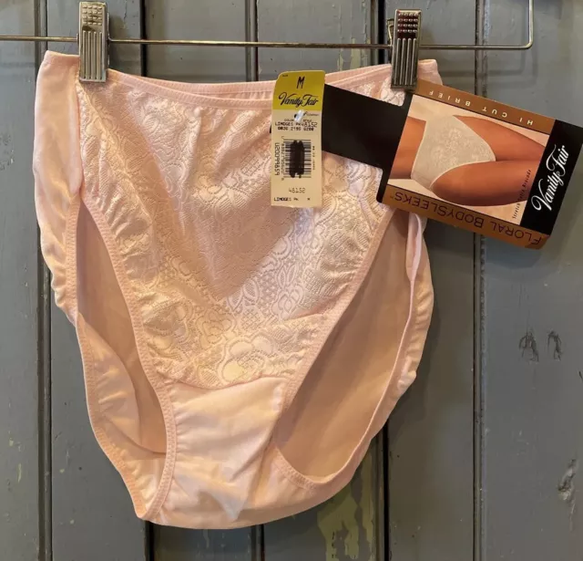 VTG VANITY FAIR Pink Satin Floral BodySleeks Hi Cut Brief Panties Medium w  Tag $24.99 - PicClick