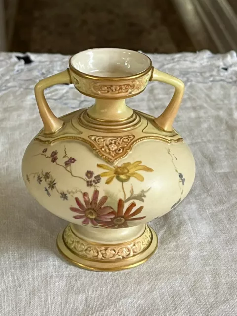 Antique Royal Worcester England Hand Painted Floral Blush #1089 Vase Urn