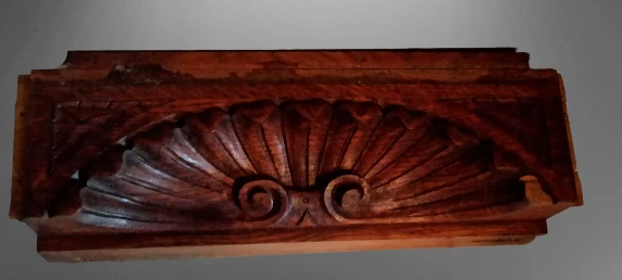 18" Antique French Wood Carved Oak Pediment Architectural Salvage 2