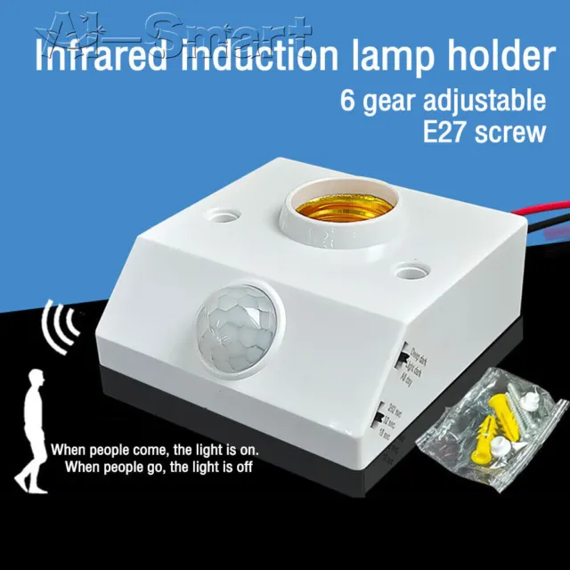 AC 110-240V Infrared IR PIR Motion Sensor Lamp Holder Socket Light Bulb E27 UK 3