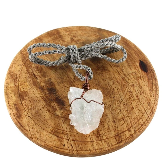 Splendidi cristalli di quarzo trasparente Collana pendente Pietra Minerali...