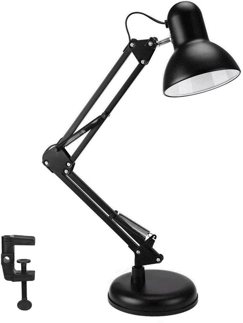 WAFTING Schwenkarm Schreibtischlampe, Tischlampe, mit LED Birne & Klemme, Metallstruktur,