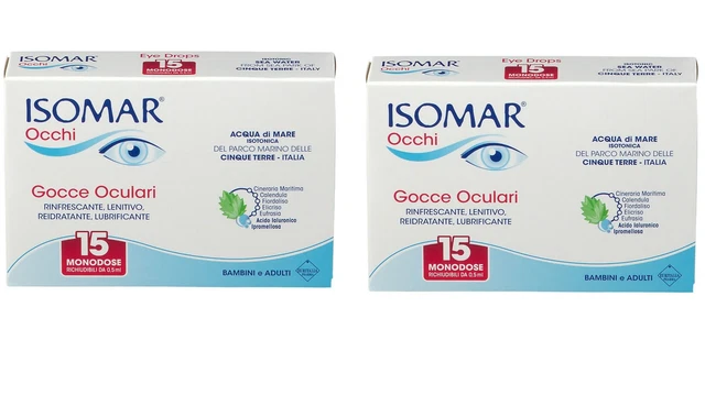 2 xISOMAR OCCHI GOCCE OCULARI DA 15 MONODOSE RICHIUDIBILI DA 0,5 ML  acido ialur