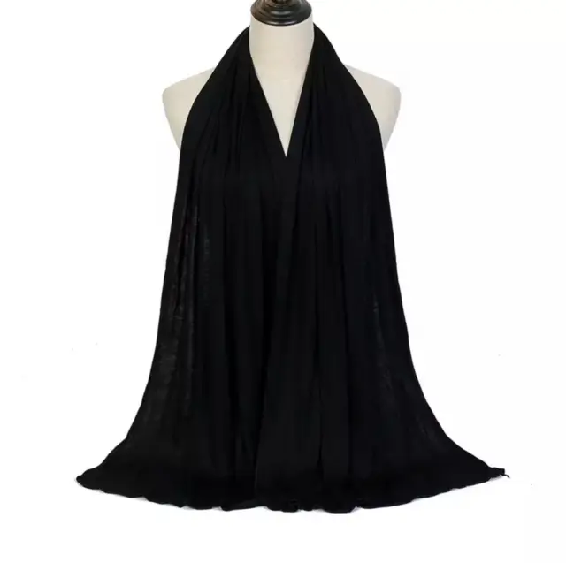 BLACK JERSEY SCARF Shawl Wrap Hijab Stretchy Big Large Plain Lycra